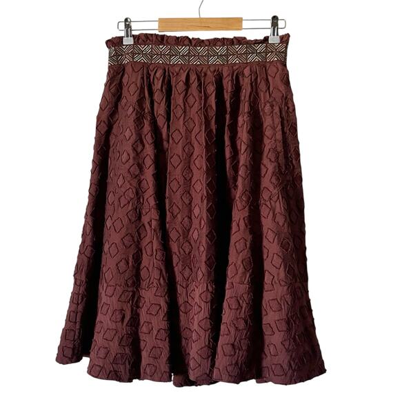 Maeve‎ X Anthropologie Women's Brown Diamond-Cut A-line Skirt Size 8 - Picture 4 of 12